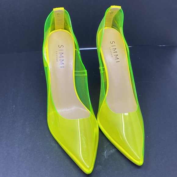 London Neon Yellow PVC Heels - Picture 2 of 7